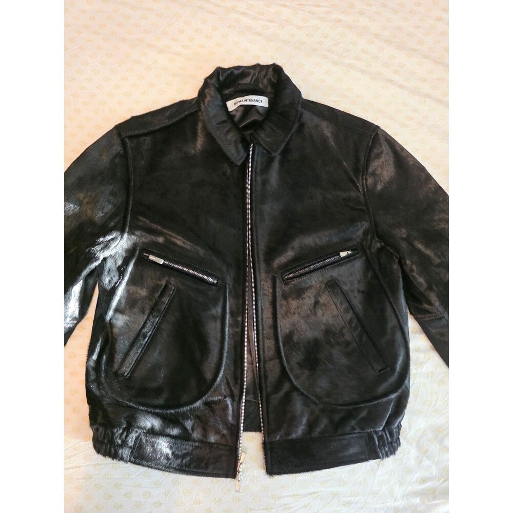 NO MAINTENANCE Aero Cow Fur Leather Jacket - Black